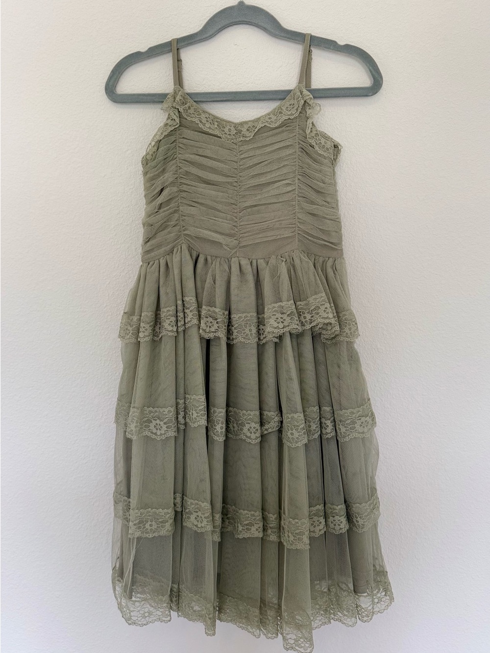 Noralee Audrey Sage Lace Tiered Party Dress